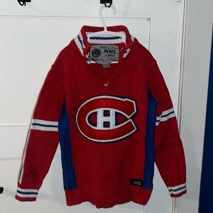 NHL Kids XS knit half zip Montreal Canadiens Sweater, good used condition.